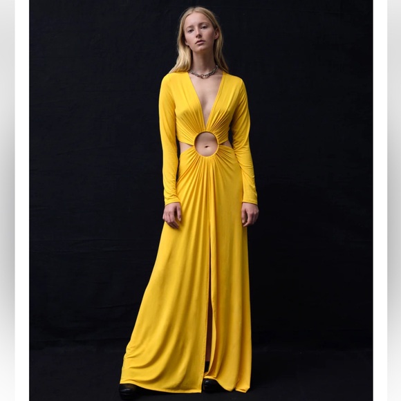 Sid Neigum Cutout Yellow Ring Dress Size Small - Picture 12 of 12